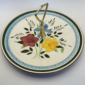 Stangl Vintage 10" Serving Plate with handle Country Garden Pattern0‎